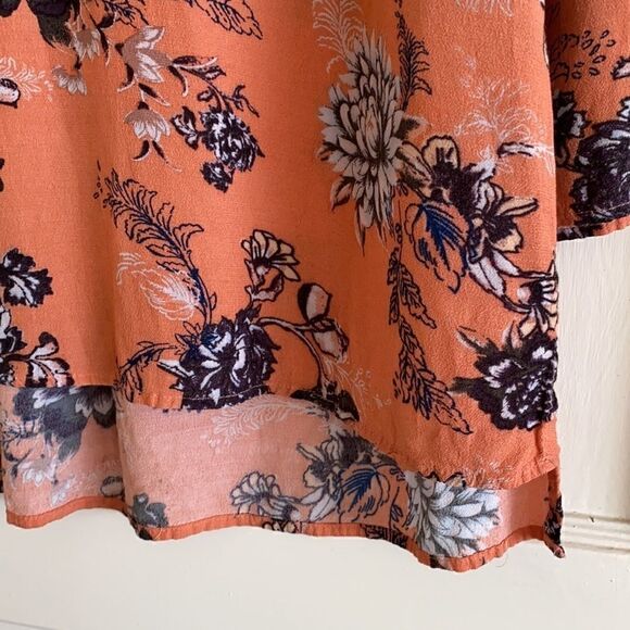 Free People Criss Cross Floral Tunic High/Low Hemline Blouse Size XS - Picture 6 of 11